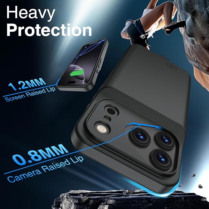 GIN FOXI Battery Case for iPhone 17 Pro, Charging Case Charger 8500mAh Ultra-Slim Lightweight Powerful Battery Pack 15W Fast Rechargeable Anti-Fall TPU Juice Box for iPhone 17 Pro (6.3") Black