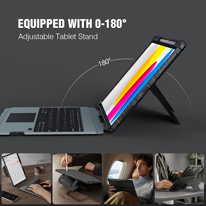 Nillkin for iPad A16 11th 10th Generation Case with Keyboard, Slide Camera Cover, Protective Detachable Wireless Keyboard with Pencil Holder and Trackpad for iPad 11 in A16 2025 10th Gen 10.9 in 2022