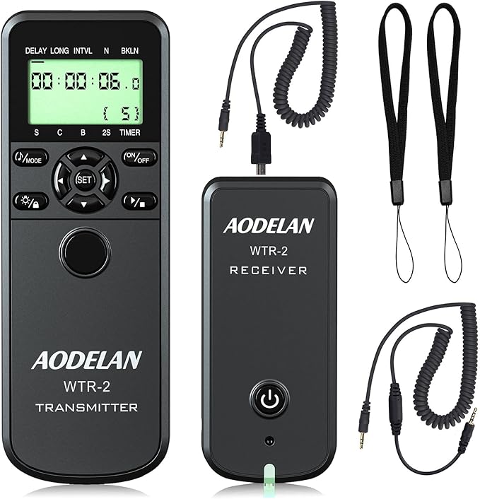 AODELAN Camera Wireless Timer Remote Control with Intervalometer Wired Shutter Release Cable for Panasonic GH5 G1GH1GH2 GH5 G85 GX7 GX8 FZ2500 FZ200 FZ1000 FZ200 FZ150 Cameras and for Olympus Cameras