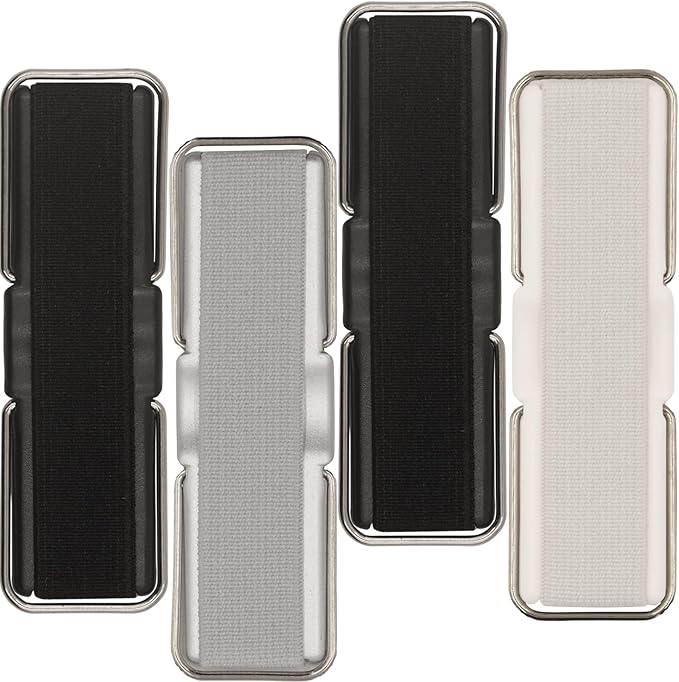 4Pcs Adhesive Phone Strap Grip Finger Holder for Hand, Sticky Elastic Cellphone Loops for Back of iPhone Case Accessories, Thin Smartphone Grips - Black Silver Black White