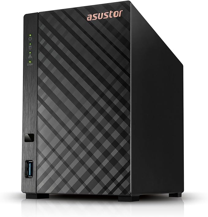 Asustor Drivestor 2 Lite AS1102TL, 2 Bay NAS, 1.7GHz Quad Core, 1GbE Port, 1GB RAM DDR4, Personal Private Cloud, Backup for Home & Small Office, Network Attached Storage(Diskless)
