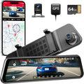 12" Mirror Dash Cam, 4K UHD Front and 2.5K Rear View Dash Camera for Car, with ADAS BSD LCA Smart Mode, GPS, G-Sensor, Loop Recording, Parking Monitor, Voice Control, 5.8GHz WiFi