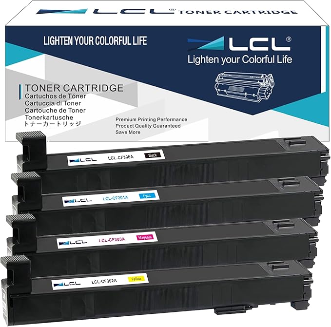 LCL 827A Toner Cartridge Replacement for HP 827A CF300A CF301A CF302A CF303A for MFP M880z M880z+ Printer (4-Pack KCMY)