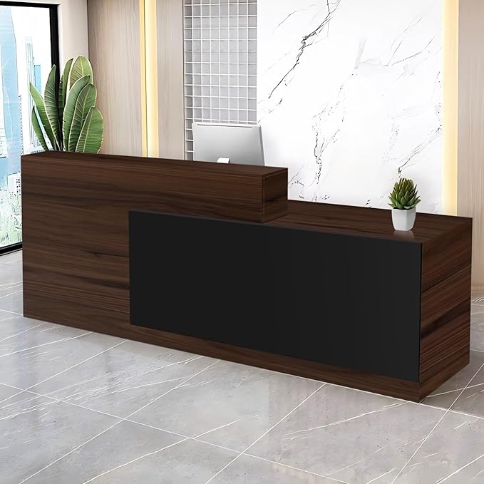 Reception Desk with Counter Modern Checkout Counter with Lockable Drawer Keyboard Tray Receptionist Desk for Office Salon Reception Table H Right 55inch/140cm