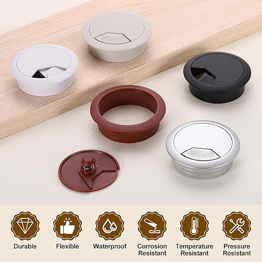 uxcell 8 Pcs 50mm (1.97 Inch) Desk Grommet, Plastic Cable Hole Cover, Wire Cord Cable Organizer for Home Office Computer Desk Cabinet, Gray