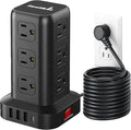 PD20W Surge Protector Power Strip Tower, 15FT Extension Cord with Multiple Outlets, 12 AC 4 USB (1 USB C)，Mini Power Strip with USB Ports, Surge Protector Tower Overload Protection for Office, Desk