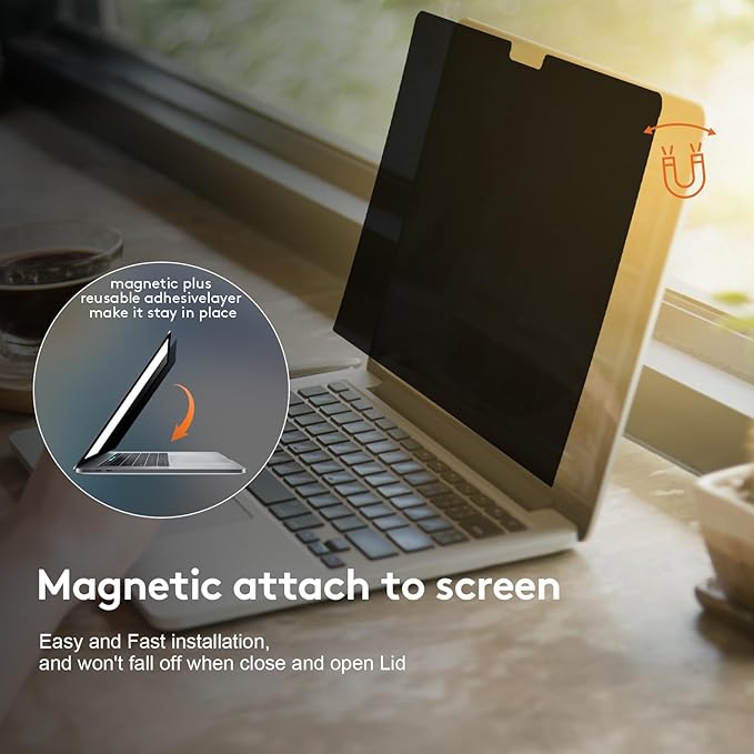 Magnetic Privacy Screen for MacBook Pro 14 inch (2021-2024, M1, M2, M3, M4, Pro, Max), Detachable Screen Protector, Blue Light Blocking, Anti Glare Protector and Privacy Filter Shield