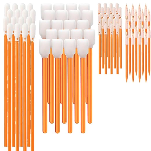 Wellgler's Cleaning Swab Kit,Multi-Purpose Foam Cleaning Swabs,for Printers, Inkjets, Cameras, Automotive, Optics, Sensors, Guns,Arts and Crafts, Automotive Detailing(orange100pcs)