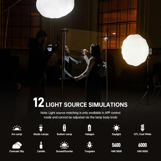 GVM 80W LED Video Light with Lantern Softbox and Tripod Stand Kit, Bi-Color 2700K-7500K 12 Scenes CRI97+ Bowens Mount Studio Light, APP Control COB Continuous Output Lighting for Video Recording