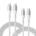 Coiled USB C to C Cable 3ft+6ft, Coiled USB C Cable for Car, Braided Type C Charger 66W Fast Charging Cord Compatible with iPhone 17 16 15, iPad, Samsung Galaxy, Google Pixel, Moto, LG Phones-Silver