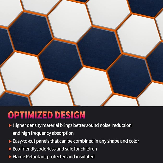 Mollywell Hexagon Acoustic Panels, High Density, Soundproofing, Decorative Noise Reduction Felt Wall Tiles for Ceilings, Home Office & Gaming Room (Hatsune Green), 14x12x0.4 Inch