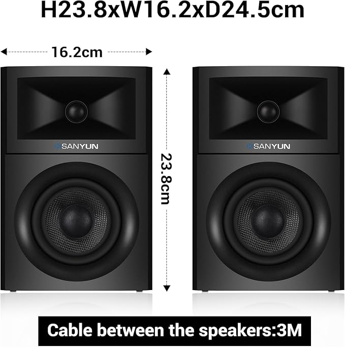 SW205 4" Bookshelf Speakers | Immersive HiFi Audio with Virtual Surround | Flagship DAC/DSP Engine | Geometric Diffusion Cabinet | 80W, Bluetooth 5.4/Optical/AUX Inputs, Wireless Remote, Red