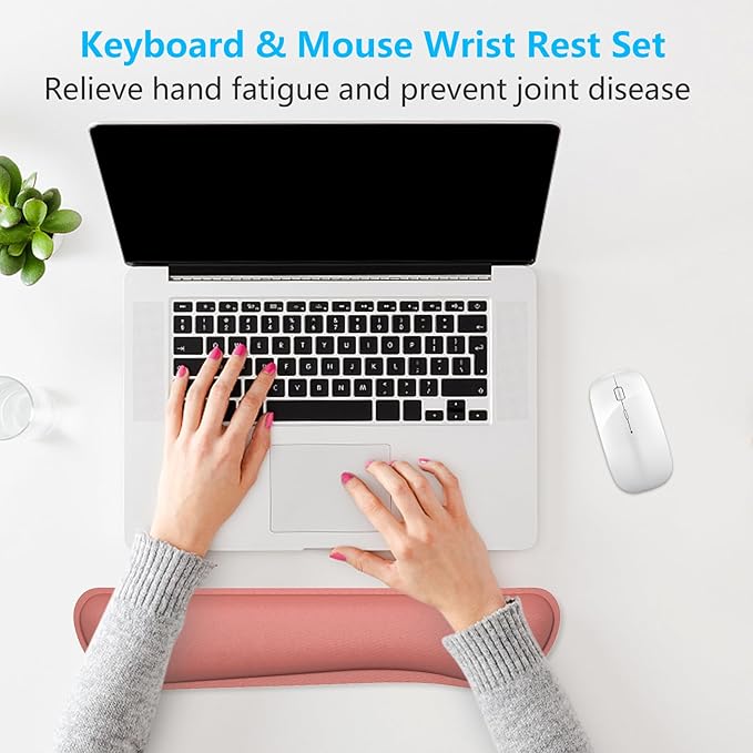 Dapesuom Enlarge Keyboard Wrist Rest, Memory Foam Keyboard Wrist Cushion for Computer Desk Mats Support, Typing Pain Relief Ergonomic Mouse Pad Rests with Non-Slip Base for Gaming, Laptop, Indian Red