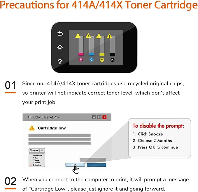 414x Toner Cartridges 4 Pack High Yield Replacement for HP 414x Toner 414a W2020x Compatible with HP Color Laserjet Pro MFP M479fdw M479fdn M454dw M454dn M480f Printer