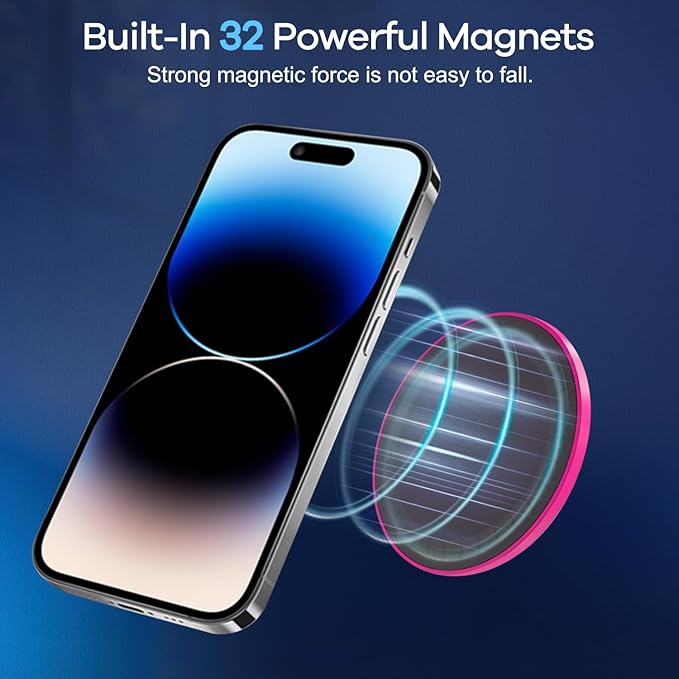 Silicone Suction Cup Phone Mount, Magnetic Suction Phone Case Stand, Mirror Shower Phone Holder, Perfect for Selfies and Videos Creators, Hands Free Holder Mount-Hot Pink