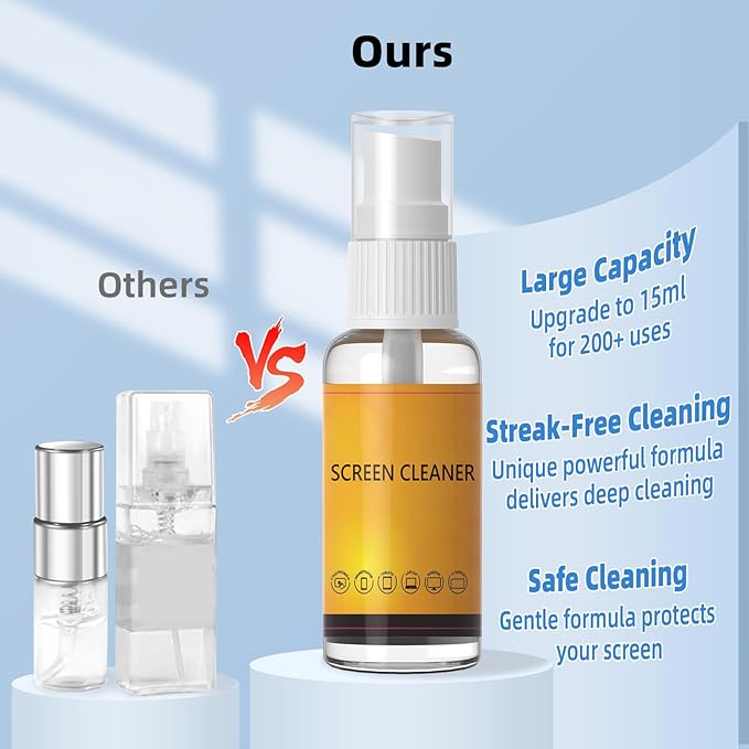 Keyboard Cleaner Laptop Cleaning Kit, All in One Keyboard Cleaning Kit with Car Screen Cleaner Spray, Retractable Detailing Brush for Phone iPhone Computer PC MacBook Airpod Camera Lens Elecitroncs