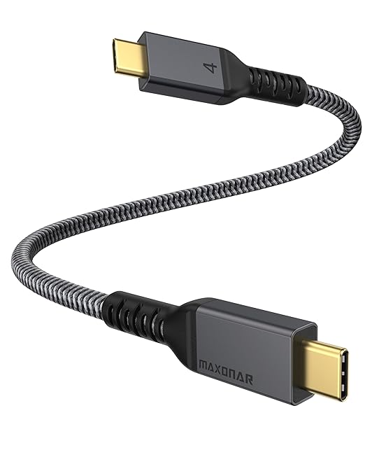 Maxonar [1.6Ft] Thunderbolt 4 Cable, Short Thunderbolt Cable 40Gbps with 240W Charging and 8K/5K@60Hz Compatible with Thunderbolt 4/3, USB4, and USB C