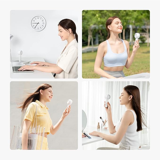 JISULIFE Mini Portable Fan-Bladeless Safe Design, Powerful Turbo Handheld Fan with 5 Speeds, 16Hrs Max Cooling Time，USB Rechargeable, Small Pocket for Travel/Lash, Gifts For Girls/Women