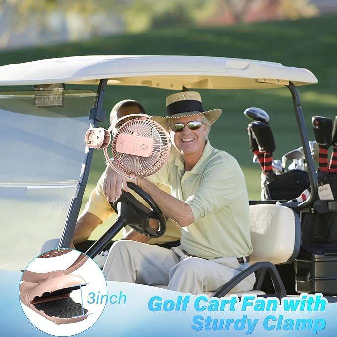 12000mAh Clip on Fan 30H Longest Runtime, 8in Portable Fan Rechargeable, Ultra Quiet with Heavy-Duty Clamp, USB Desk Fans for Golf Cart,Office Desk, Treadmill, Camping, Bedroom