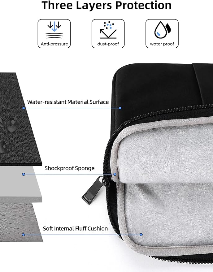 EVICIV Laptop Sleeve Case 19 inch, 360° Protective Handbags Portable Computer Cover Bag with Pocket Zipper for 17-19 inch Monitor Laptop HP Dell Lenovo Surface Notebook PC Books (Black)