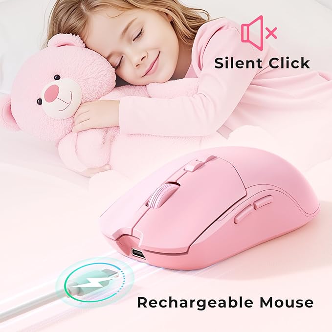 Wireless Keyboard and Mouse Set with Quiet Keys, 2.4G Full Size Ergonomic Keyboard with Wrist Rest, Protective Covers, Soft Touch Silent Design for Windows, Computer, PC and Laptop