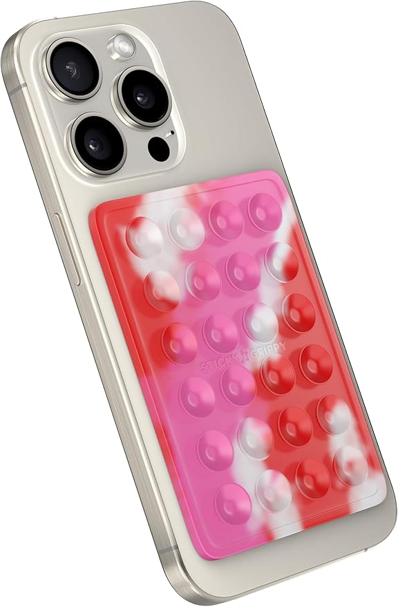 Suction Phone Case Mount, Sillicon Adhesive Phone Accessory for iPhone and Android, Hands-Free Fidget Toy Mirror Shower Phone Holder, Tiktok Videos and Selfies (Pink Candy)