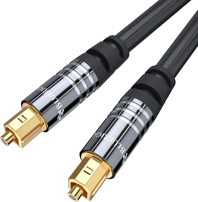 BlueRigger Digital Optical Audio Toslink Cable (35FT, Fiber Optic, Aluminum Shell, 24K Gold-Plated) - Compatible with Home Theatre, Sound Bar, TV, Xbox, PlayStation PS4 – Premium Series
