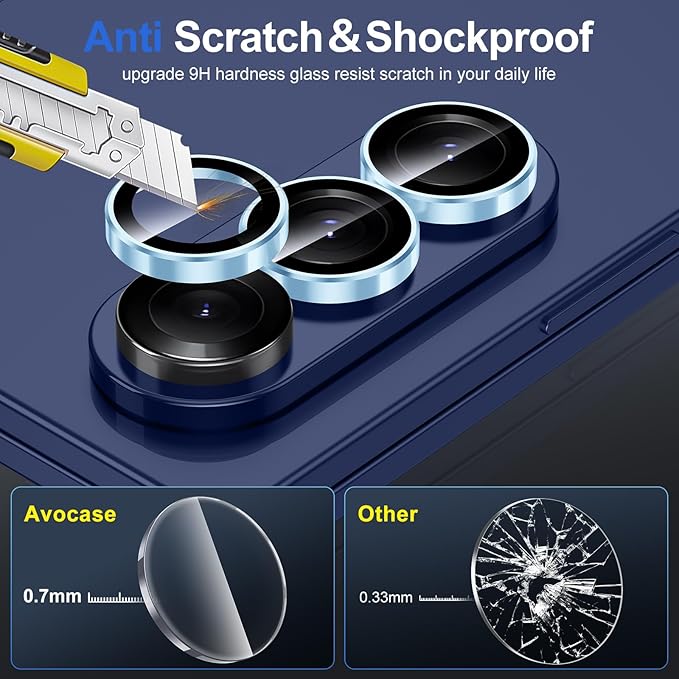 for Samsung Galaxy Z Fold 7 Camera Lens Protector, Individual Metal Ring Tempered Glass Lens Cover, [Strong Adsorption] Scratch Resistant Ultra-Thin HD Clear Lens Cover, 1 Set-Blue Ring