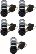 Admiral Locks Tubular Cam Lock, Keyed Alike Removable Key RV Compartment Storage Lock Cabinet Locks (Black Pack of 5, 5/8" 180°)