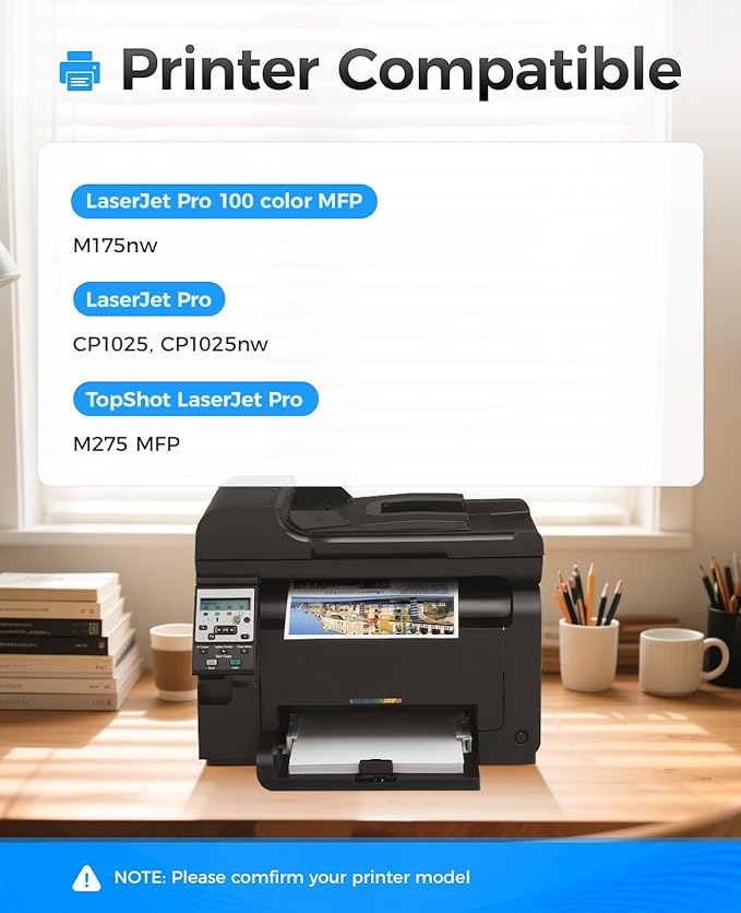 126A Toner Cartridge Set 4-Pack High Yield Replacement for HP 126A CE310A CE311A CE312A CE313A Compatible with HP Laserjet Pro 100 Color MFP M175nw CP1025 CP1025nw TopShot M275 Printer Ink Black Copy
