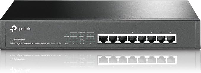 TP-Link 8 Port Gigabit PoE Switch | 8 PoE+ Ports @126W | Plug & Play | Limited Lifetime Protection | Desktop/ Rackmount | Prioritized Power Supply | Sturdy Metal | Shielded Ports (TL-SG1008MP)