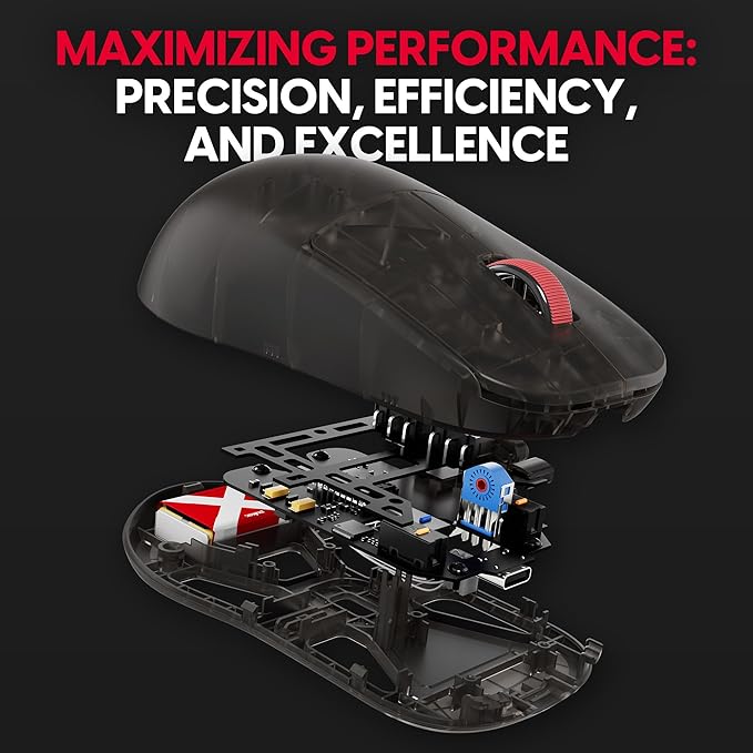 Pulsar Gaming Gears - Super Clear Limited Edition: X2H Mini Wireless Gaming Mouse, Symmetrical, Ultra Lightweight 1.83 oz (52g), PAW3395 26k DPI, Optical Switch (Mini, Clear Black)