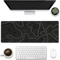 Desk Mat,Black Topographic Contour Map Desk Pad,Topographic Contour Large Gaming Mouse Pad for Desk,Extended Big Computer Keyboard Mouse Pad with Non-Slip Base and Stitched Edge,31.5"x11.8"