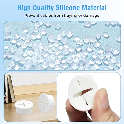 Desk Grommet, 1 in 25 mm Silicone Rubber Grommets, Black Desk Hole Cover for Cables, Flexible Wall Cord Pass Through Grommet for Office Table Computer Home Furniture Wire Organizer-15 Pcs