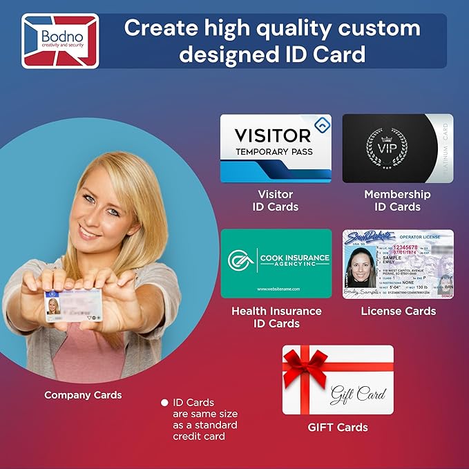 Bodno Seaory S28 Dual Sided ID Card Printer & Complete Supplies Package ID Software and Camera - Bronze Edition