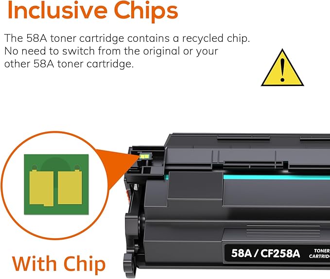 Compatible 58a hp Toner Cartridge Replacement for HP 58A CF258A 58X CF258X (with chip) Toner Cartridge for Laserjet Pro MFP M428fdw M404n M428fdn M404dn M430 Printer(2 Black)