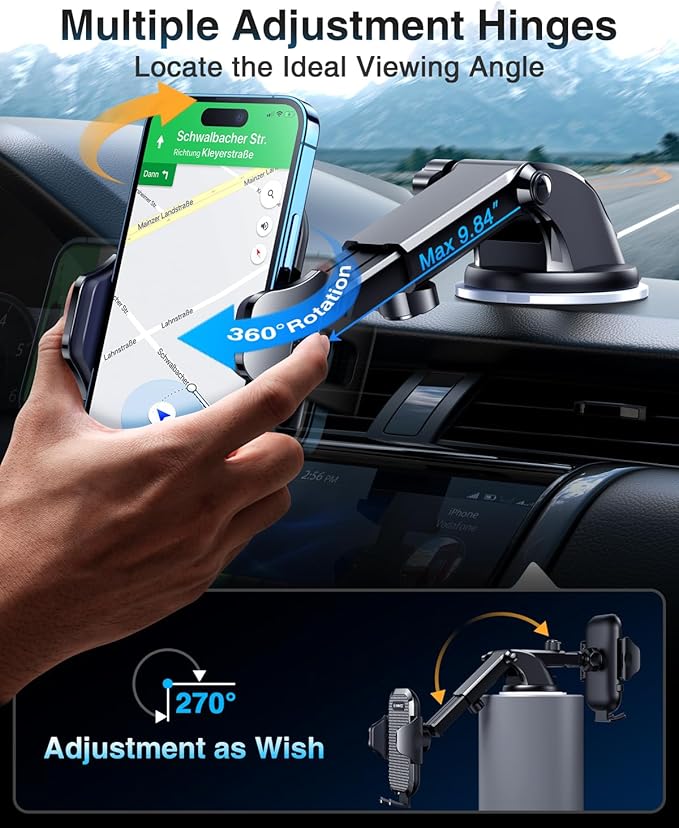 VANMASS 2025 【True Military-Grade】 Phone Holders for Your Car 【65 LBS Strongest Suction & Clip】 Ultimate Cell Phone Mount Dashboard Window Vent for iPhone 16 Pro Max 15 14 13 Samsung Android