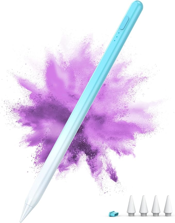 Stylus Pencil for iPad 2018-2024, 15Mins Fast Charge, Palm Rejection, Tilt Sensitivity - Compatible With iPad 10/9/8/7/6, Pro 12.9"/11"/13" M4, Air 5/4/3/11"-13" M2, Mini 6/5