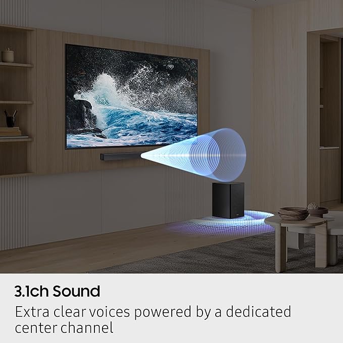 Samsung B-Series Soundbar HW-B630F 3.1 ch DTS Virtual:X Soundbar with Subwoofer (2025 Model) One Remote Control, Voice Enhance Mode, Adaptive Sound