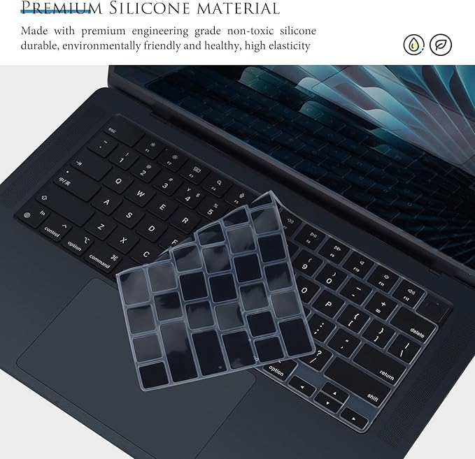 Keyboard Cover for 2025 2024 2023 MacBook Air 15.3 inch M4 M3 M2 Chip A3241 A3114 A2941,Apple MacBook Air 13.6 inch A3240 A3113 A2681 Keyboard Skin Protector