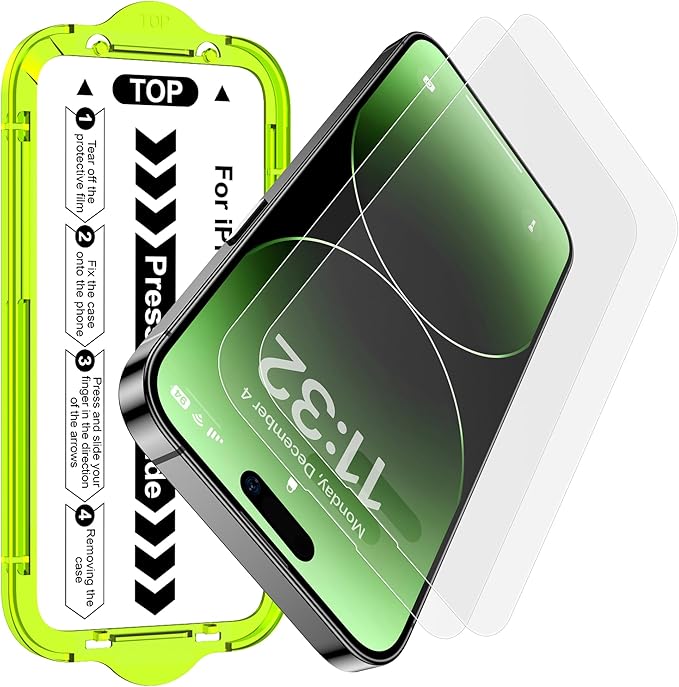 Esanik for iPhone 14 Pro Max Matte Glass Screen Protector [Auto-alignment] Anti-Glare & Anti-Fingerprint,Anti-Reflection,Bubble Free, Smooth as Silk, 2 Pack 9H Glass Screen Cover