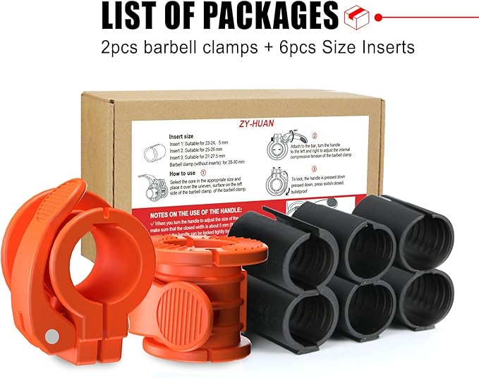 Barbell Clips 1 Inch Quick Release Weight Clamps 0.9-1.18inch Multi-Size Adjustable Olympic Clamps for Bars