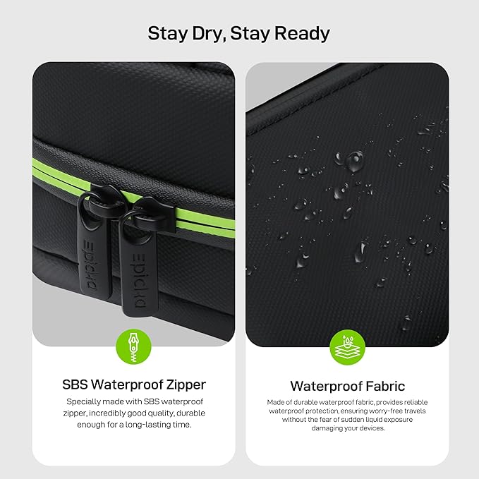 EPICKA Electronics Organizer Travel Case - Cable Organizer Bag for Travel Accessories, Tech Pouch for Cords, Charger, Adapter, Cables, Power Bank, Waterproof Storage Bag with Luggage Strap, Black