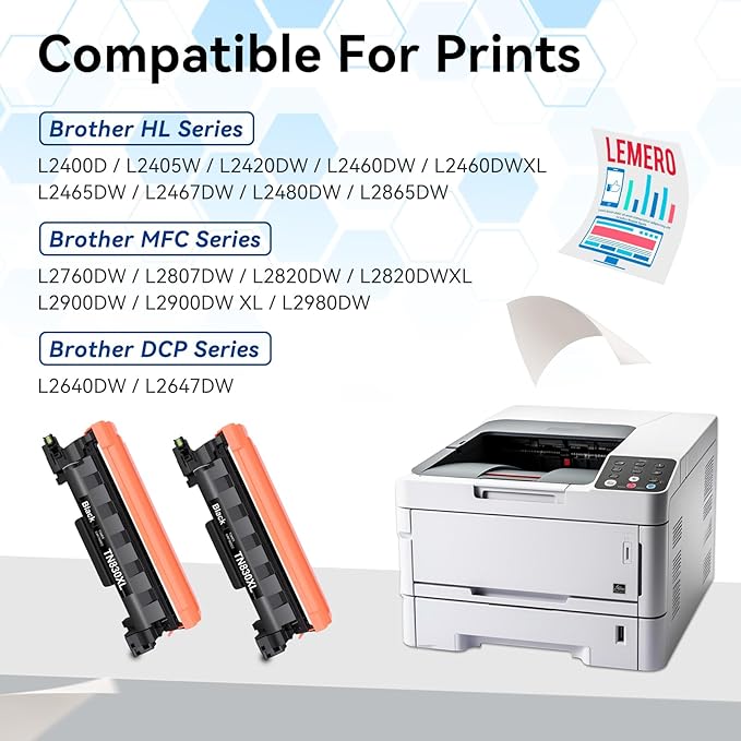 LEMERO Compatible Toner Cartridge Replacement for Brother TN830XL TN830 TN-830 Black High Yield Toner Cartridge Work with DCP-L2640DW HL-L2460DW HL-L2480DW HL-L2405W MFC-L2820DW Printer 830XL 2-Black
