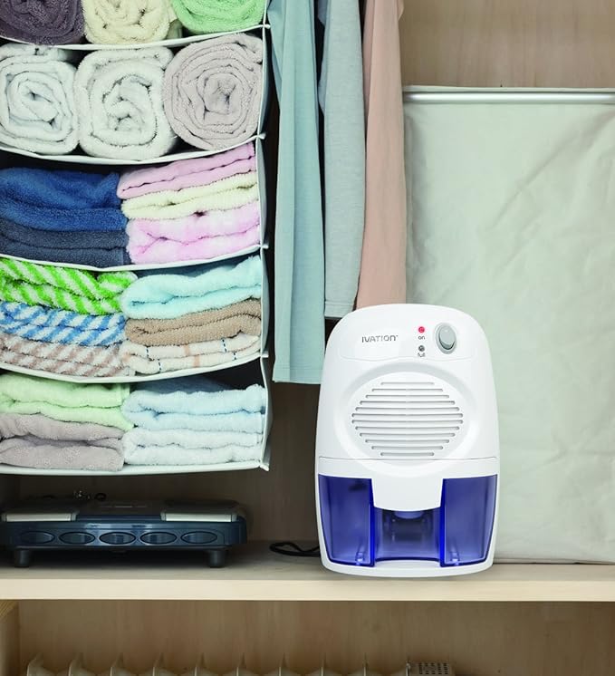 Ivation IVADM10 Powerful Small-Size Thermo-Electric Dehumidifier - for Smaller Room, Cupboard, Basement, Attic, Stored Boat, RV, Antique Car,White