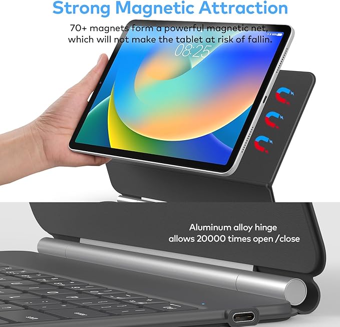 Keyboard Case for iPad 10th Generation 2022 & 11th (A16, 2025) – Magic-Style Keyboard with Multi-Touch Trackpad – Floating Cantilever Stand – Magnetic Case for iPad 10.9 inch 10th / 11th Gen.