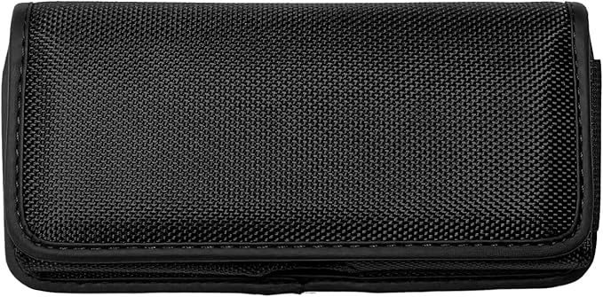 Nylon Cellphone Holster for Cricket Dream 2 5G, Motivate Max, TCL 50 XL 60 XE, S22 S23 S24 S25/Note20 Ultra - Horizontal Case Canvas Waist Carrying Pouch with Belt Clip/Loops, Black
