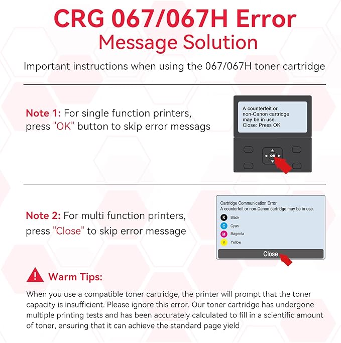 LEMERO 067 Toner Cartridges Compatible for Canon 067 067H Toner Cartridges Set Work for Canon MF656Cdw MF654Cdw MF653Cdw LBP632Cdw MF652Cdw LBP633Cdw Printer (BCMY-4 Pack of 067 067H Toner)