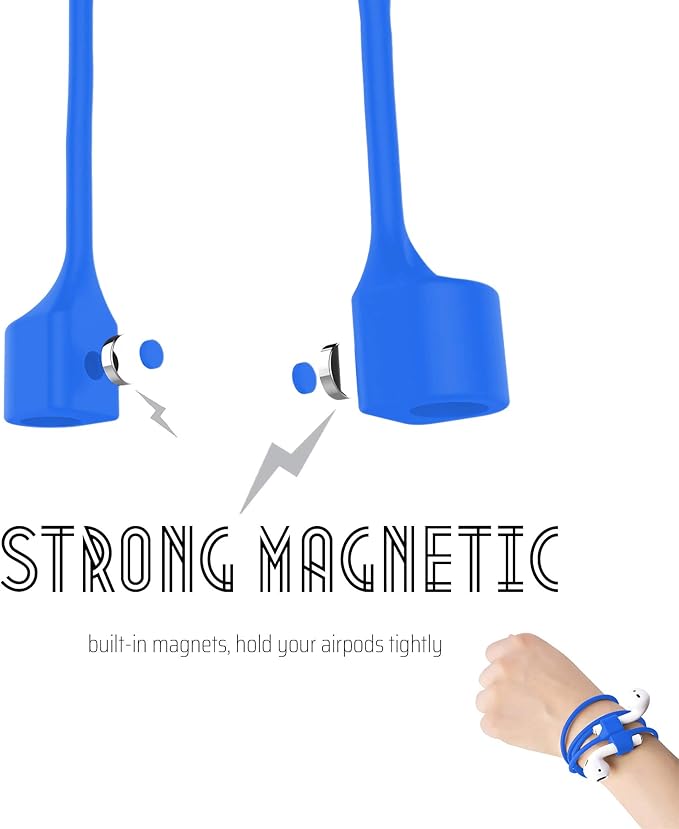 Ultra Strong Magnetic Airpod Pro Strap Anti-Lost Cord Sports Lanyard Compatible with Airpods 3rd 2nd Generation Pro 3 2 1 (Blue)