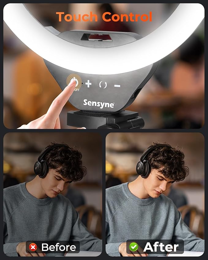 Sensyne 10'' Ring Light with 50'' Extendable Tripod Stand, LED Circle Lights with Phone Holder for Live Stream/Makeup/YouTube Video/TikTok, Compatible with All Phones